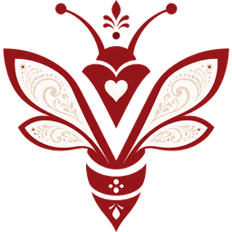 Vivah-AI logo — a bee drawn in henna-style ornament with a heart